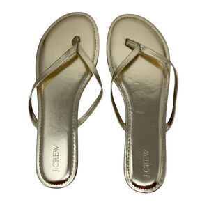 J Crew Metallic Gold Thong Flip Flop Sandals Summer Beach A0017 Womens 12